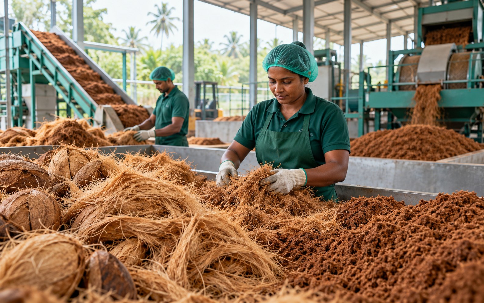 Compressed coir block prepared for professional substrate manufacturing